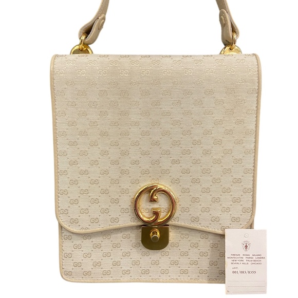 Gucci Shoulder Bag w/ COA | Authentic Gucci Handbag Gold Hardware Ivory Micro GG - Picture 16 of 16